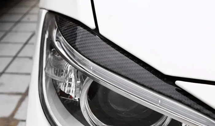 Углеродное волокно автомобиля Верхняя и нижняя накладки на фары отделка полоски для BMW F30 320i 325i 316i передние фары бровей 3 серии Аксессуары