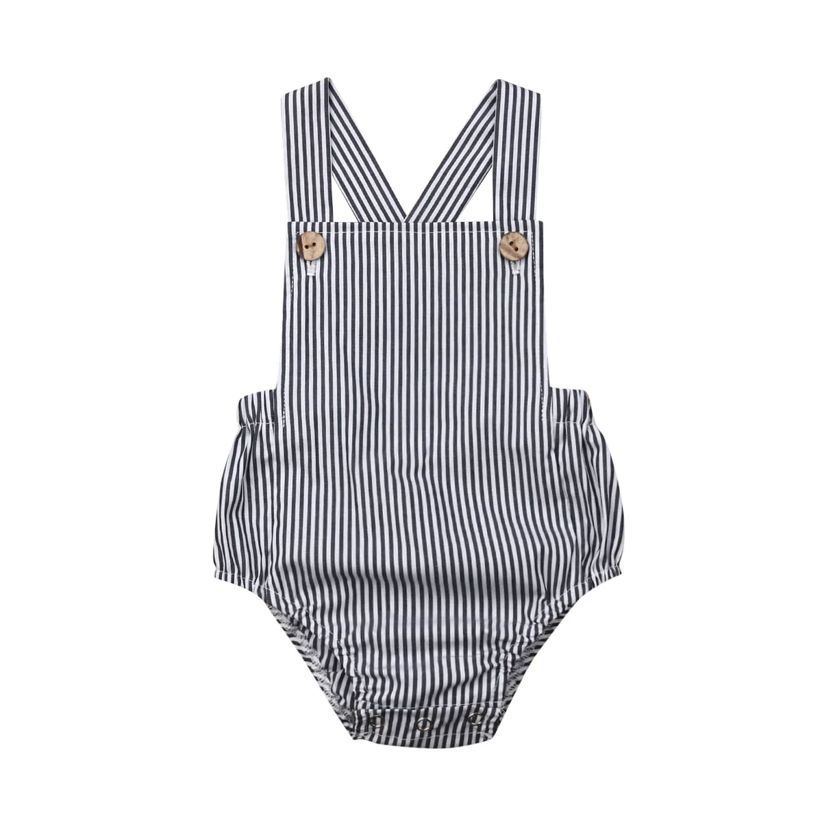 Одежда для новорожденных; для маленьких мальчиков и девочек костюм, Летний комбинезон, пляжный костюм Повседневное без рукавов с открытой спиной Твердые наряды одежда - Цвет: Striped