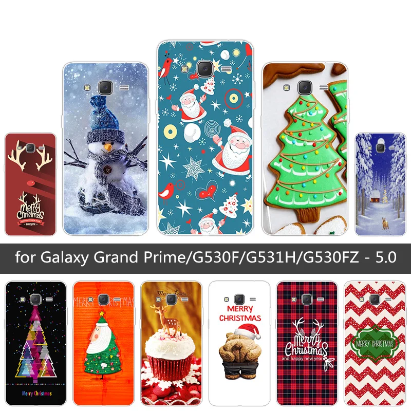 Silicone Case for Samsung Galaxy Grand Prime G530 Clear TPU For Black Back Matte Merry Christmas Cover |