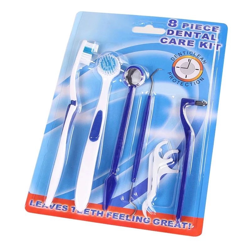 

LOSS PRICE New 8pcs/set Dental Care Kit Teeth Cleaning Tools Set Pick Mirror Floss Brushes Oral Cleaner Tool