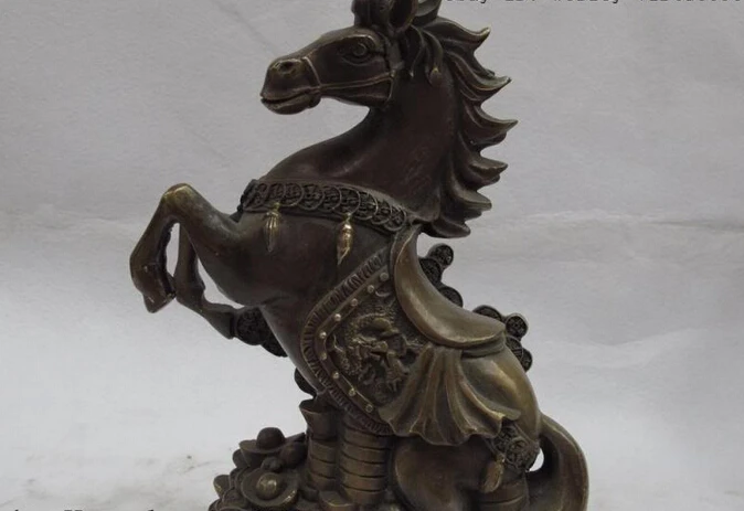 

Collectible bronze lion statue S0622 Chinese folk Bronze Copper lucky gallop horse gold ingot wealth fengshui Statue B0403