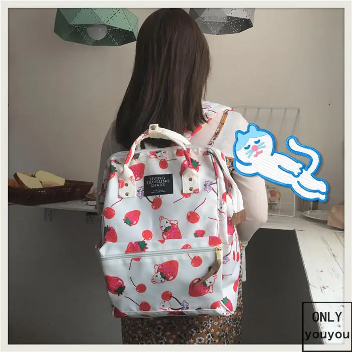 Japanese Style Harajuku Backpack Girl Cute Cartoon Style Ulzzabg Backpack Kawaii Strawberry Rabbit Leisure Backpack School Bag02