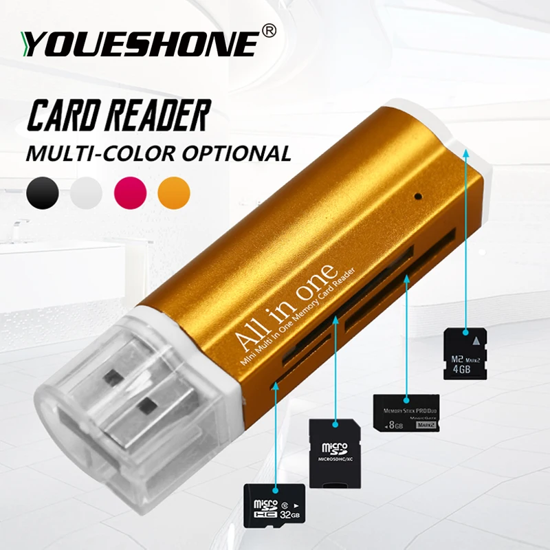 Мульти все в 1 Micro USB 2 0 кардридер адаптер для SD SDHC TF M2 MMC MS PRO DUO 2018|Картридеры| |