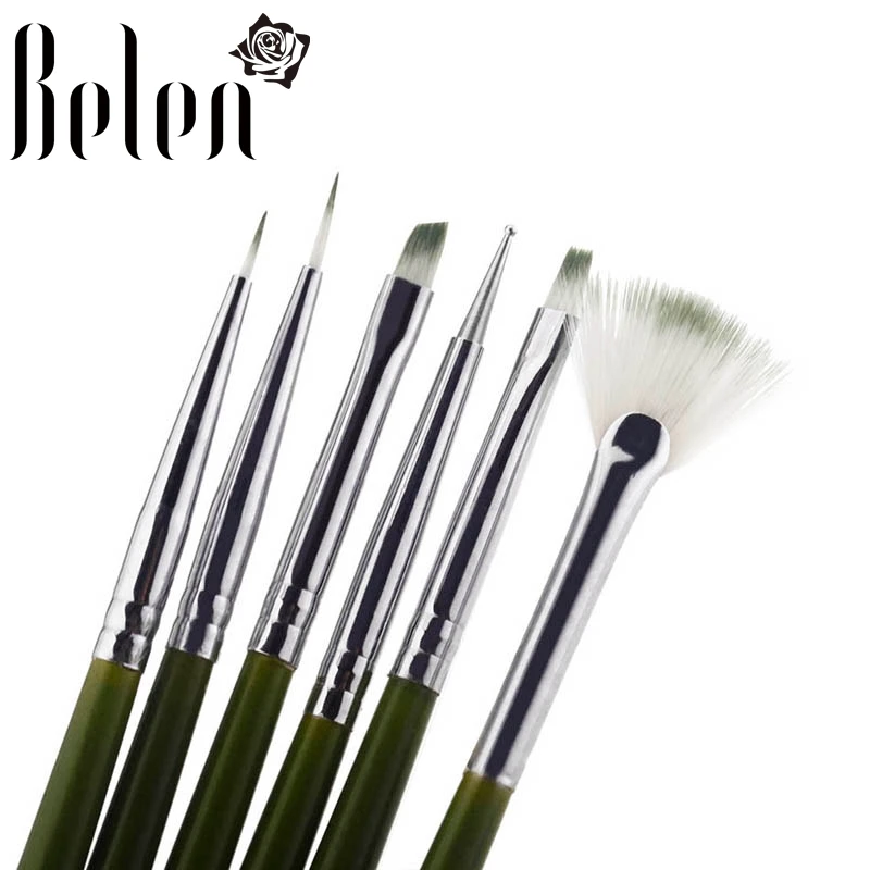 

Belen 6Pcs/lot Nail Art Design Brush Pens Madicure Painting Drawing Tools Dotting Pen Gel Nail Polish DIY BrushES Set Kit