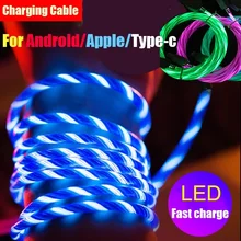 Светодиодный светящийся зарядный кабель USB для быстрой зарядки 3,0, светящийся Магнитный usb-кабель для samsung Xiaomi huawei iPhone