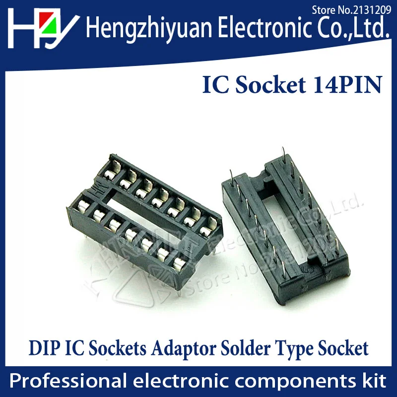 Hzy Ic Sockets 14 Pin 34pcs 2.54mm Through Hole Stamped Pin Open Frame