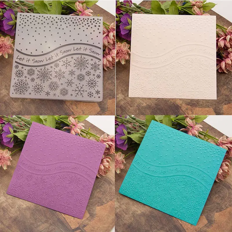 15x15cm Wavy Snowflake Embossing folders Plastic Embossing Folder For Scrapbooking DIY Photo
