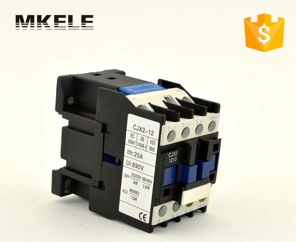 CJX2 1201 12A 3P+NC ac electric 3 pole contactor for ac unit 3 phase made in ac