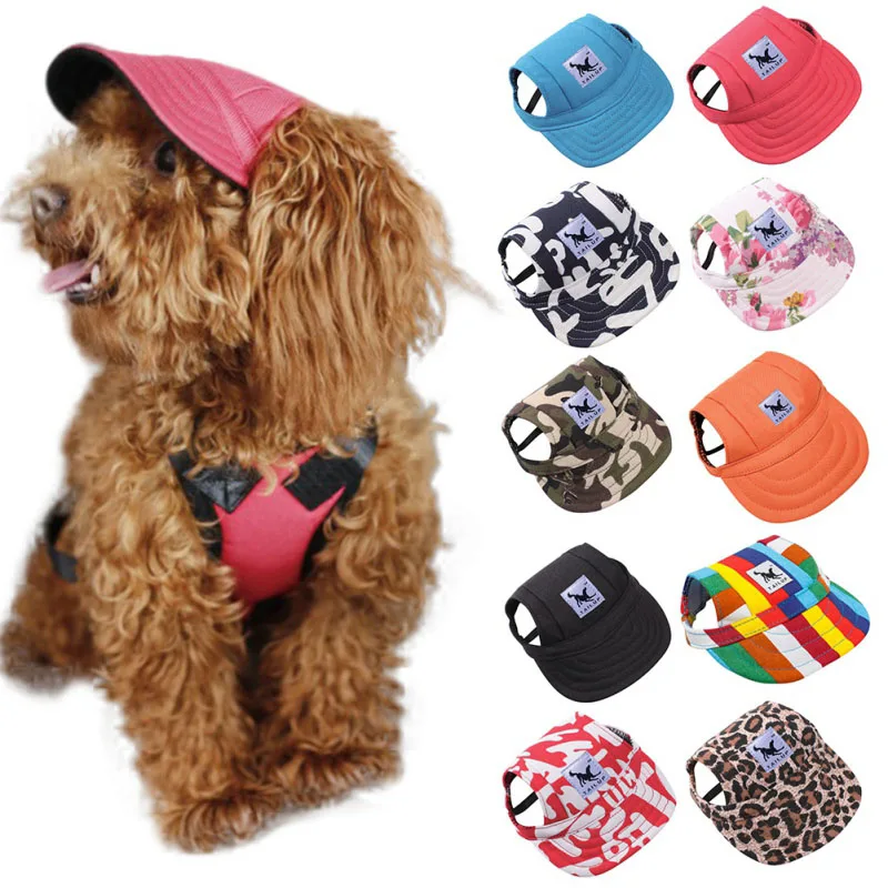 

Pet Dog Cute Baseball Cap Hat Small Dogs Summer Outdoor Adjustable Hats with Ear Holes Headdress Accessories Dog Caps