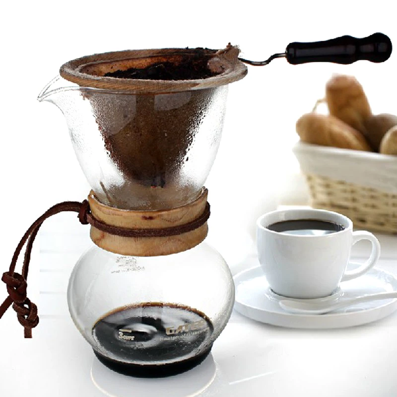 Coffeeware اكسسوارات الزجاج القهوة Percolators القهوة صانع مجموعة يده الفانيلا بالتنقيط فلتر المطبخ أداة JY