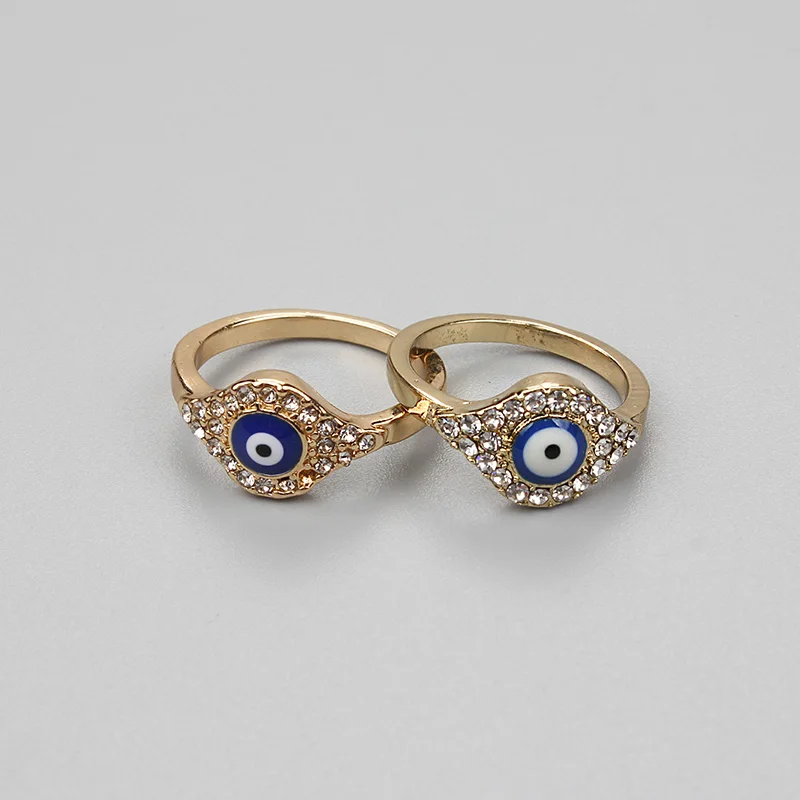 Сглаза новые модные, из сплава металлов золотого цвета с кристаллами, голубое кольцо от сглаза, турецкое Ювелирное кольцо для женщин, праздничный подарок
