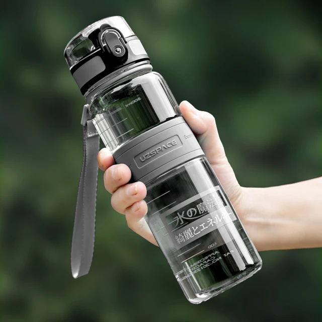 UZSPACE Water Bottle Popular Gray Men Outdoor Sport Travel My Drink Bottle Portable Leakproof Plastic Milk fruit Bottle BPA Free 1