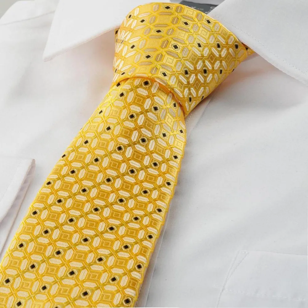 Мужской галстук золотой желтый в клетку завязанный полосатый галстук деловые Свадебные Галстуки костюм галстук в клетку одежда аксессуары для мужчин