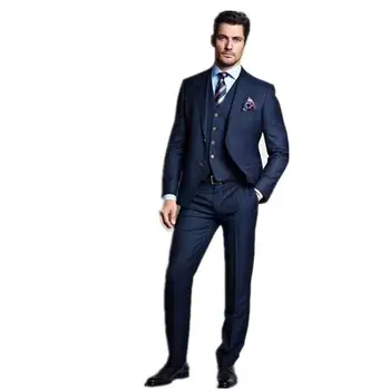 

Fashion Design the groom suits fashion men wedding suits groom tuxedo best man blue prom suits three piece suits