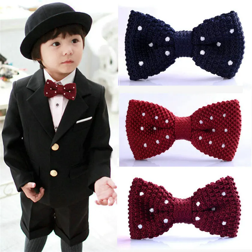 Kids Knitted Bow Tie Butterfly Baby Bowtie Knit Children Ties For Party