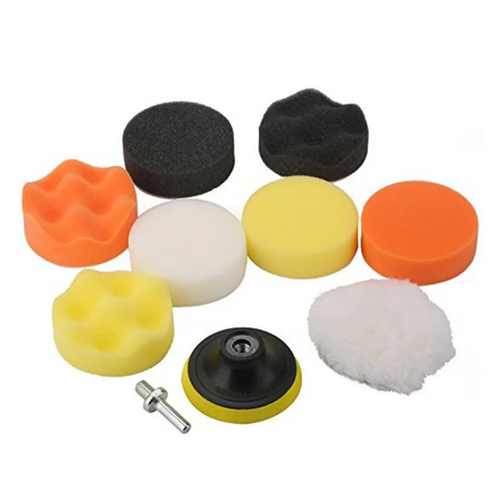 

10Pcs 3" Car Polishing Pad Kit Buffer Pads Set Polish Wheel Waxing Tool For Car Polisher with Drill Adapter M10