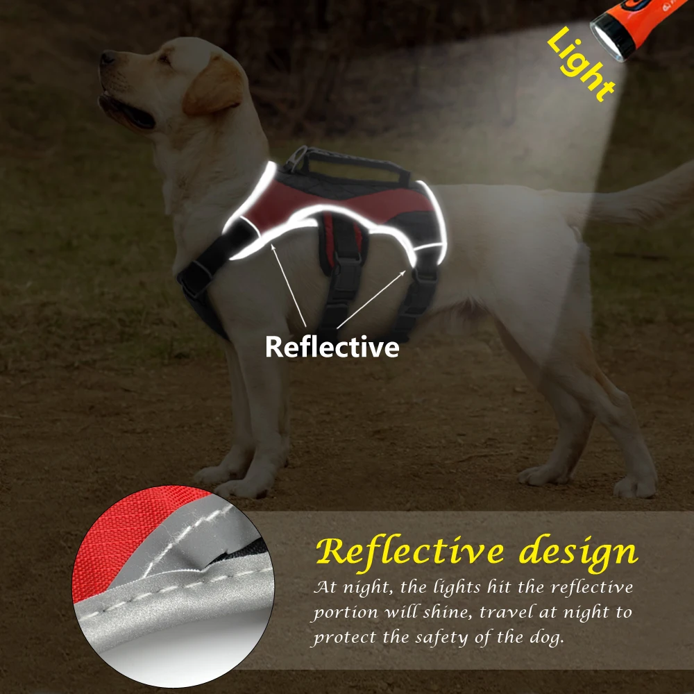 Светоотражающий нейлоновый жилет для большой собаки K9 с сеткой, мягкий тренировочный жилет для собак, регулируемый с подъемной ручкой для лабрадор, золотистый ретривер