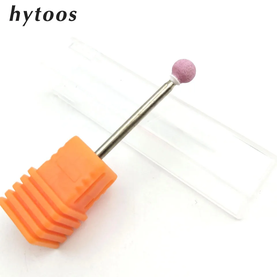 HYTOOS, розовый корунд, шариковое сверло для ногтей, 3/32 дюйма, вращающийся керамический камень, заусенцы, для маникюра, электрическая дрель, аксессуары, фрезы для ногтей, инструмент