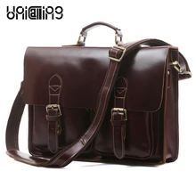 Кожаная сумка для ноутбука Классическая модная винтажная мужская кожаная сумка премиум качества из натуральной кожи мужская сумка через плечо