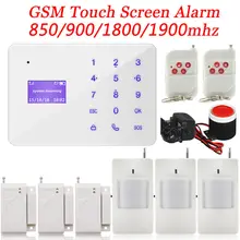 850 900 1800 1900MHz GSM Touch Screen Voice Prompt Home Burglar Security Alarm System Wireless Door