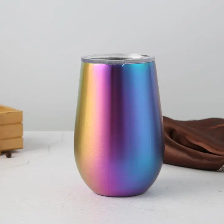 

Luxury Double-Walled Vacuum Insulated Wine Tumbler Wine Cup 12-16oz two Style Egg Shaped Cup 304 Stainless Steel Wine Tumbler