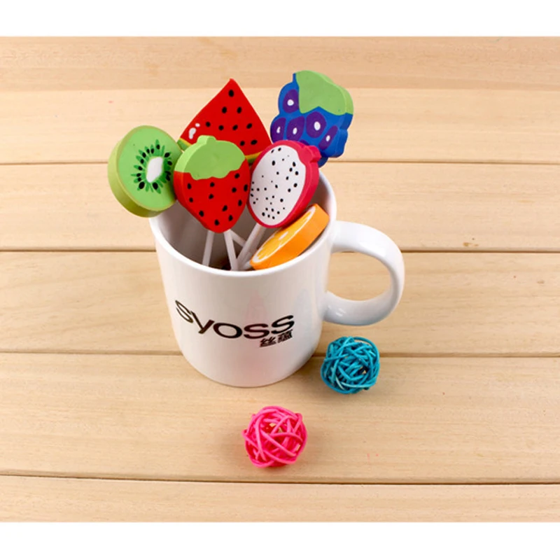 

one pieces Korean stationery Fruit Lollipop Erasers for Children Toy Eraser Simulation Lollipop Stationery Student Prize Gift