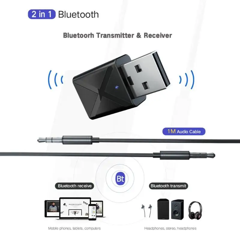 Bluetooth 5,0 аудио приемник передатчик Мини 3,5 мм AUX Стерео Bluetooth адаптер для ТВ ПК автомобиля