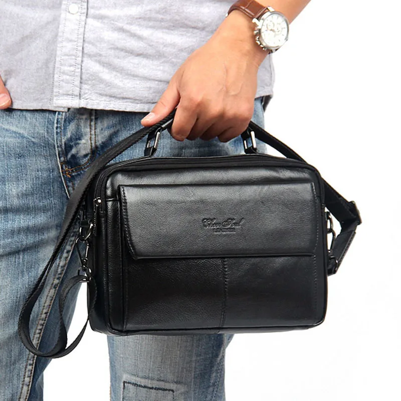 

Men Cross Body Tote Bag Business Genuine Leather Handbag Messenger Shoulder Bags
