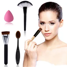 2 x Makeup Brush+Powder Blush Foundation Brush+Sponge Puff + Contour Brushes Pinceaux Maquillage Makup Brush Tool Set