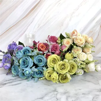 

30cm Length Artificial Rose Peony Flowers Gift Silk Fake Flower Bouquet for Home Office Decoration Wedding Party Decor 52836
