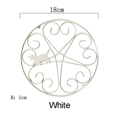 White Кованое железо Trivet-кошачий узор. " диаметр. Рельефная основа защищает ваши счетчики, столы от водяных знаков и царапин - Цвет: White