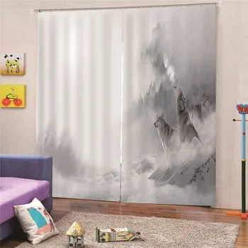 

3D Digital Print North Wolf Curtain Kitchen Bedroom Home Decoration Bathroom Curtains Drapes Home Decor AP15