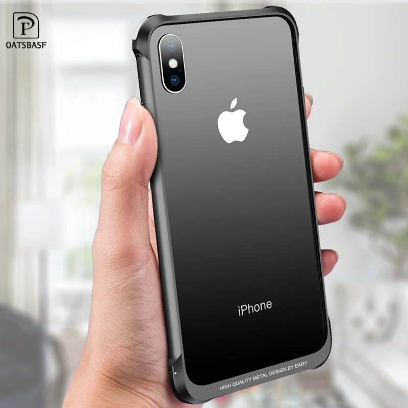 

OATSBASF luxury Push and pull Shape Metal Case for iPhone X XS MAX Case Personality Back Cover shockproof shell Case