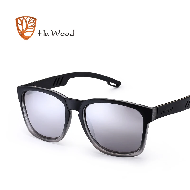 HU WOOD Brand Design Multi-color Frame Skateboard Wood Sunglasses for Men Color Gradient Lenses Driving Shade Anti-glare GR8011 - Цвет линз: 4