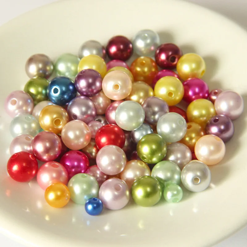 

Doreen Box ABS Spacer Beads Acrylic Imitation Pearl Beads Round Random Mixed For DIY Jewelry Making 3mm 4mm 6mm 8mm 10mm, 100PCs