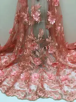 

New African lace fabric embroidered beads decorated French mesh Nigeria 5 yards suitable for wedding wear women's clothing