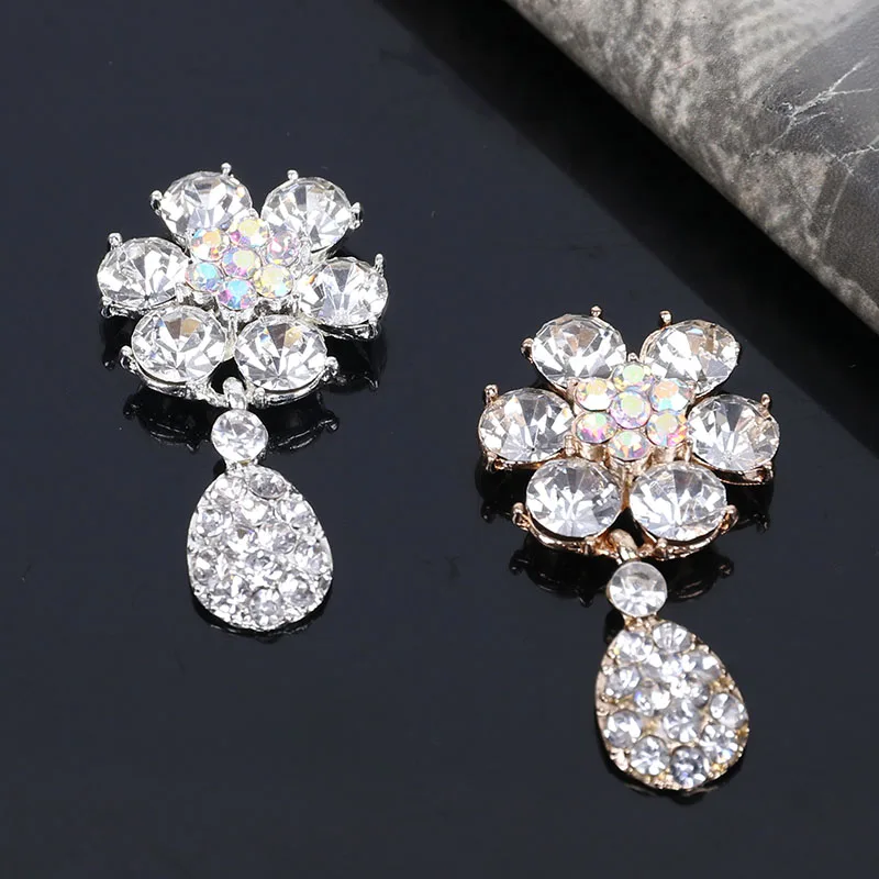 

2017New 50Pcs Rhinestone Plum Flower Pendant Buttons for DIY hair accessories and wedding decoration BD23