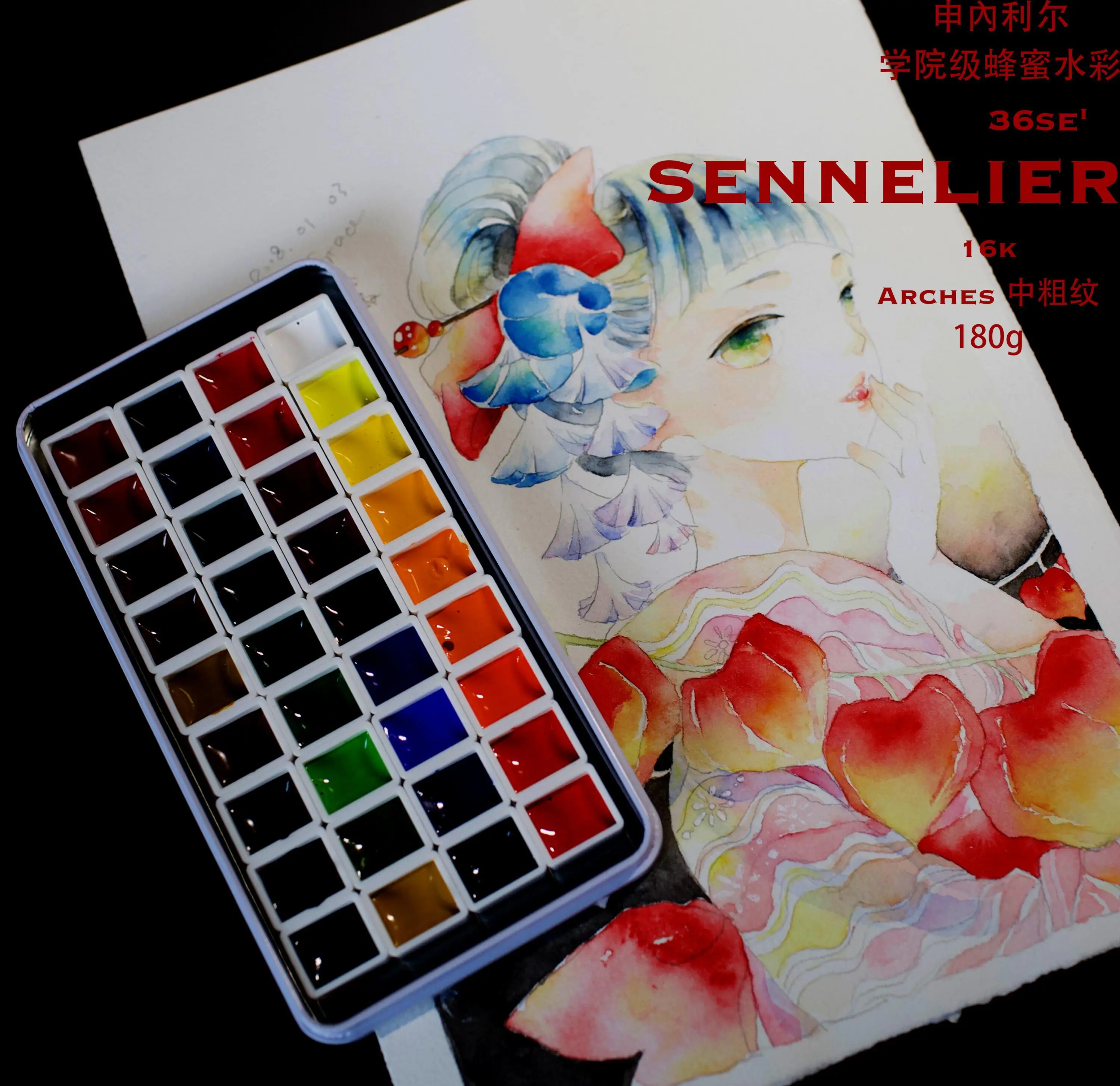 France Sennelier Student Class Watercolor Pigment Academy 36 Colors Dispensing Sub Package Solid Watercolor Aquarela master daniel smith detailed watercolor ds maya 0 5ml 6 colors dispensing plate packing