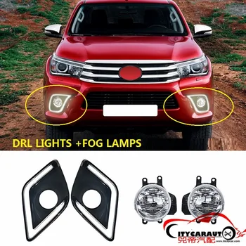 CITYCARAUTO LED DRL LUMI GIORNI CON FEATURE DI SEGNALI DI TURNING GAUNE + FARPI A Nebbia CON INTERRUTTORE ADATTA PER HILUX REVO PICKUP CAR