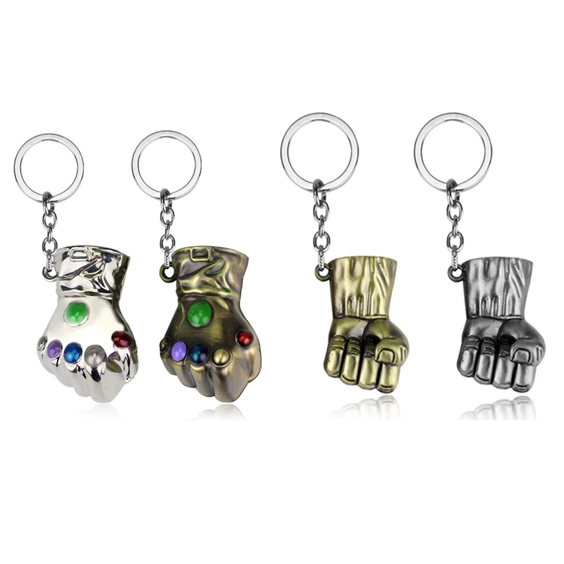 

10pc Classic The Hulk Keychain 3D Fist Energy Gloves Sleutelhanger The Infinity Gauntlet Thanos Metal Alloy Gold Key Chain Ring