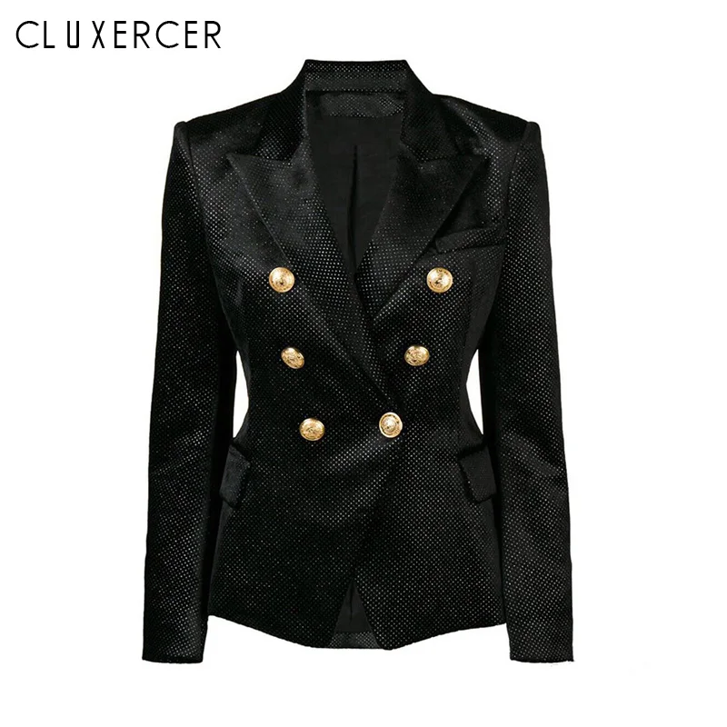 

Spring Autumn black blazer woman 2019 New Office Lady Double Breasted Jackets modis Dot Long Sleeve blazers and jackets