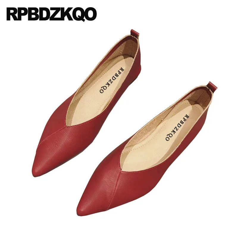 

designer shoes women luxury 2019 flats red wine china slip on ladies chinese casual large size shallow pointed toe dress wedding