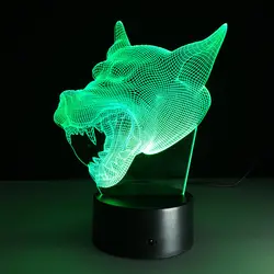 Прохладный 3D Волчья Голова 7 Цвета изменить градиент ночник USB Led стол иллюзия Лампа ребенок Детская домашняя Спальня бар Декор