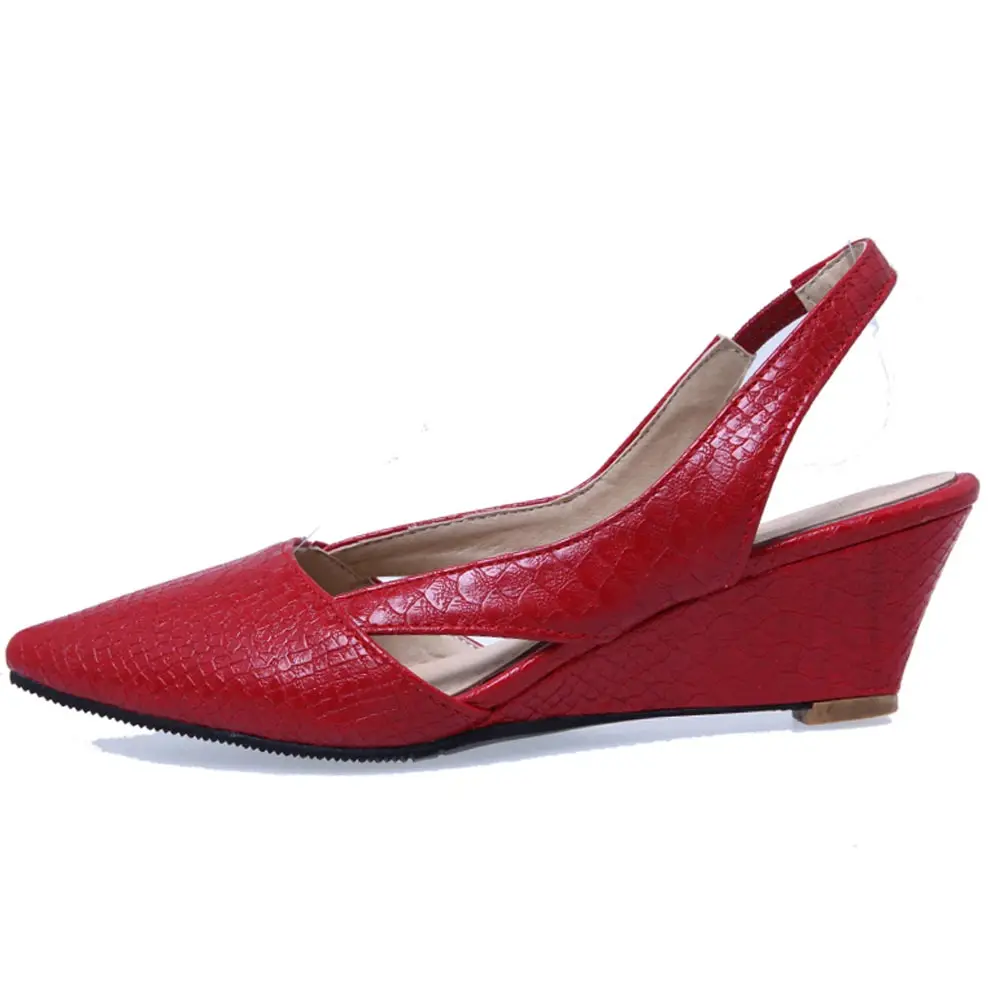 Sgesvier/черные, красные, белые женские босоножки с острым носком; женская обувь без шнуровки; обувь на танкетке; Sandalias Mujer Sapatos; B564