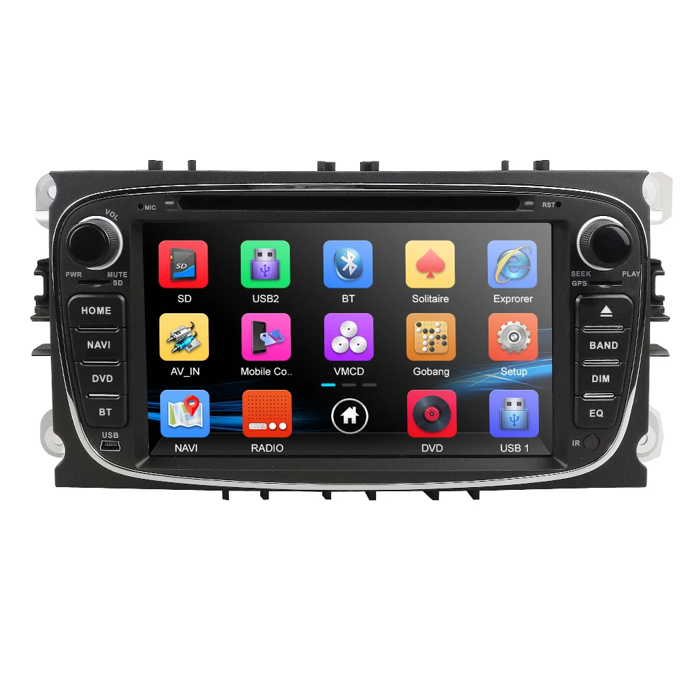 

HIZPO 7 inch Car DVD Player For Ford Focus 2 S-Max C-Max Mondeo 4 Galaxy Kuga 2008-2010 GPS Mirror link OBD2 Steel wheel control