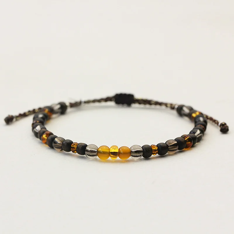 

Natural Stone Eaglewood Tea Crystal Beads Bracelets For Women 925 Sterling Silver Hand Braided Rope String Handmade Jewelry