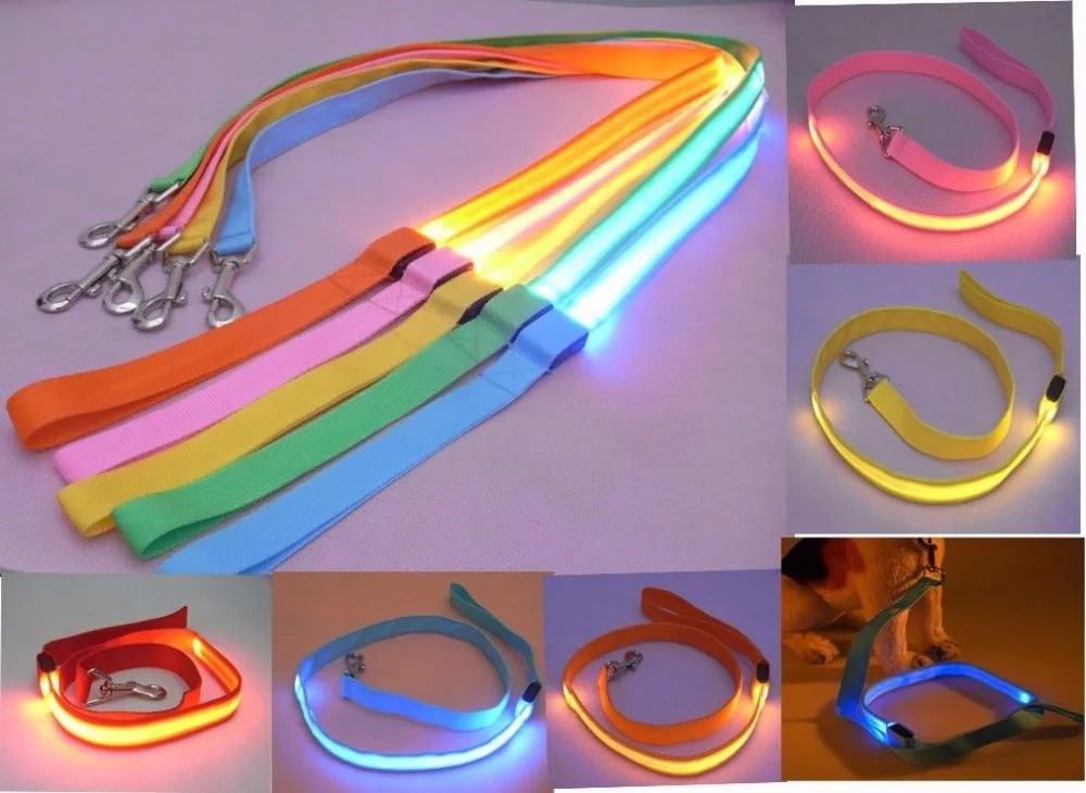 LED Lead Leash Lighting Flashing Lights Pet Dog Poppy Safety Glow Rope