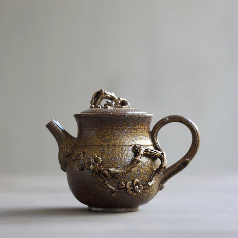 

PINNY 220ml Handmade Plum Teapot Kiln Ceramic Tea Pot Retro Chinese Kung Fu Teapots Traditional Chinese Drinkware Tea Kettle