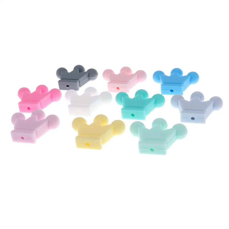 식품 등급 실리콘 크라운 비즈  Teether 목걸이 구슬   씹는 보석 액세서리 DIY Teether 장난감, 10 개