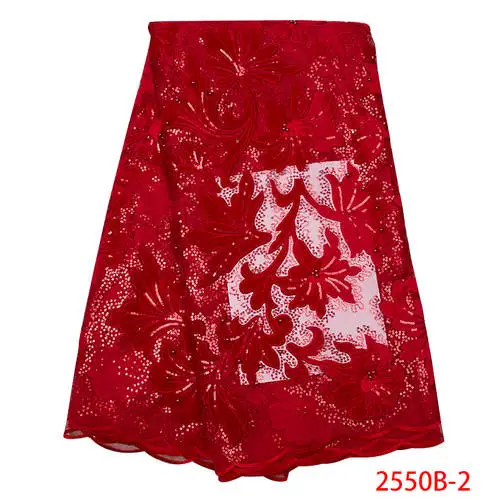 

Embroidered Floral Lace Fashion African Styles Tulle Net Lace Velvet Lace Fabric African QF2550B-2